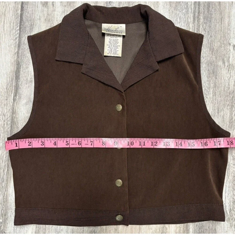 Vintage Dark Academia Western Cropped Vest Brown Rustic Boho Y2K Top Small